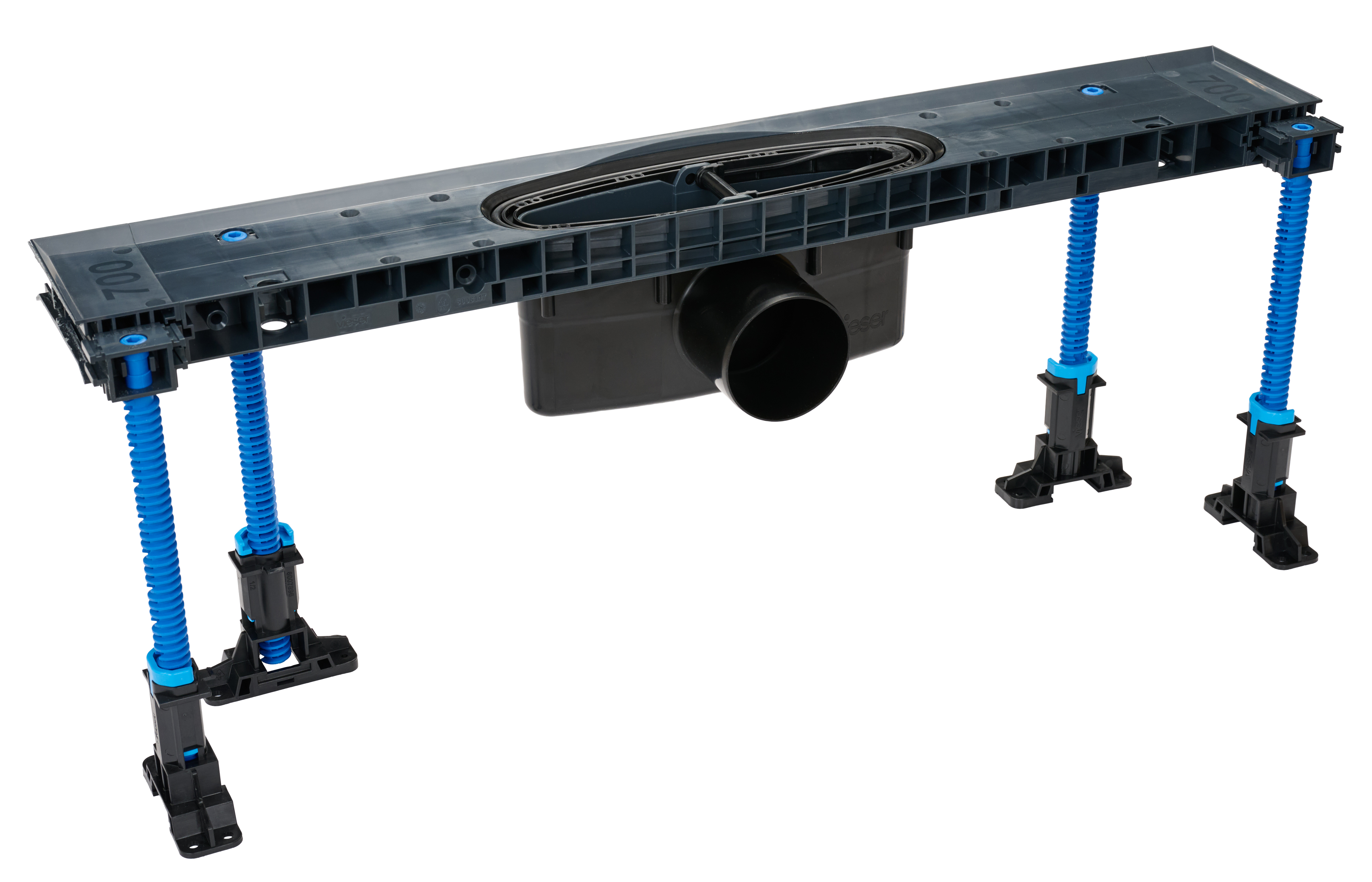 Vieser Kaita golvbrunn DN75 sida och monteringsplatta 700, 800, 900